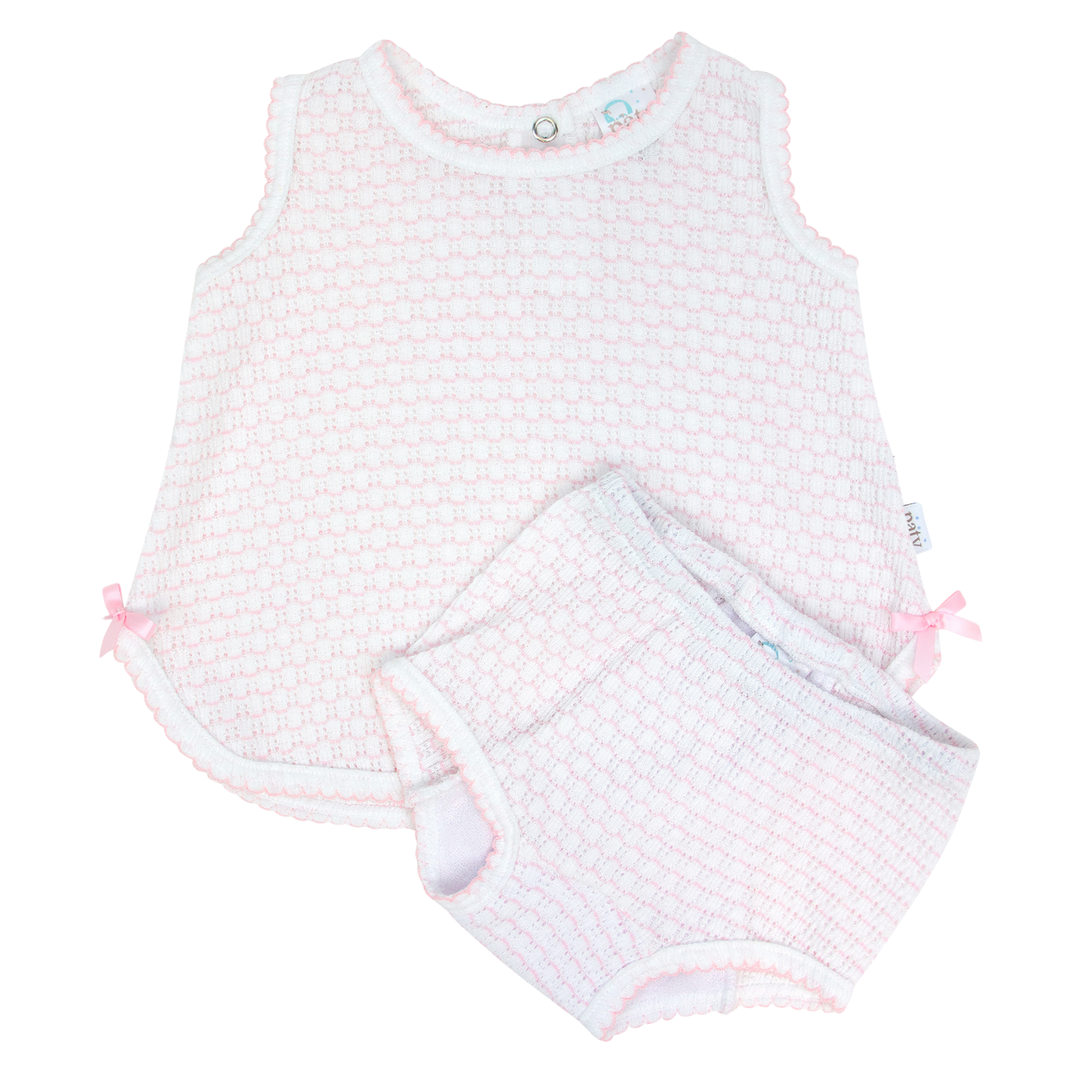 Paty Knit Pinstripe Diaper Set ( Pink or Blue )