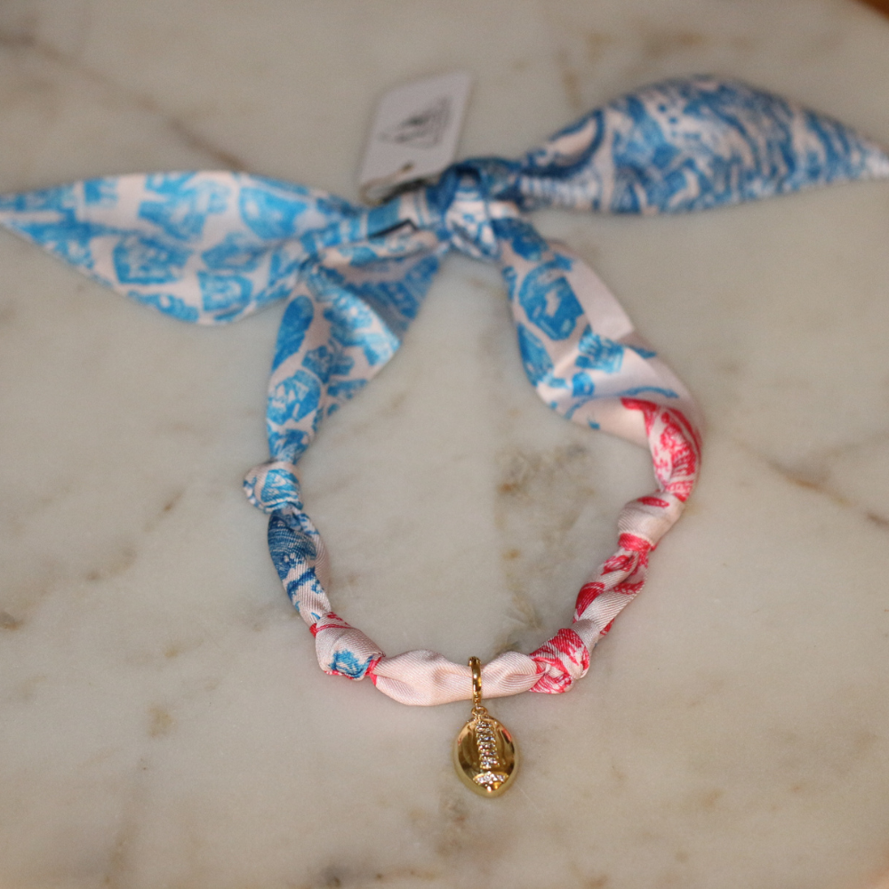 Red & Blue Scarf Necklace ~ football