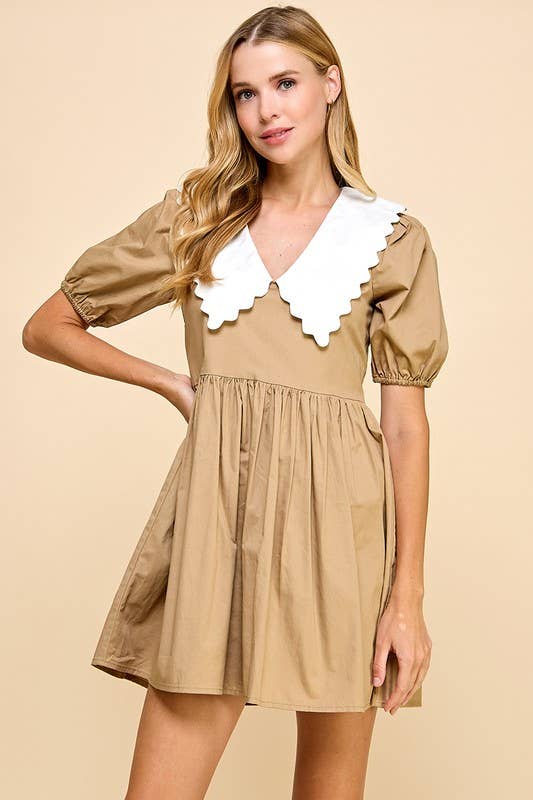 CD04820-Peter Pan Collar Back Zipper Dress