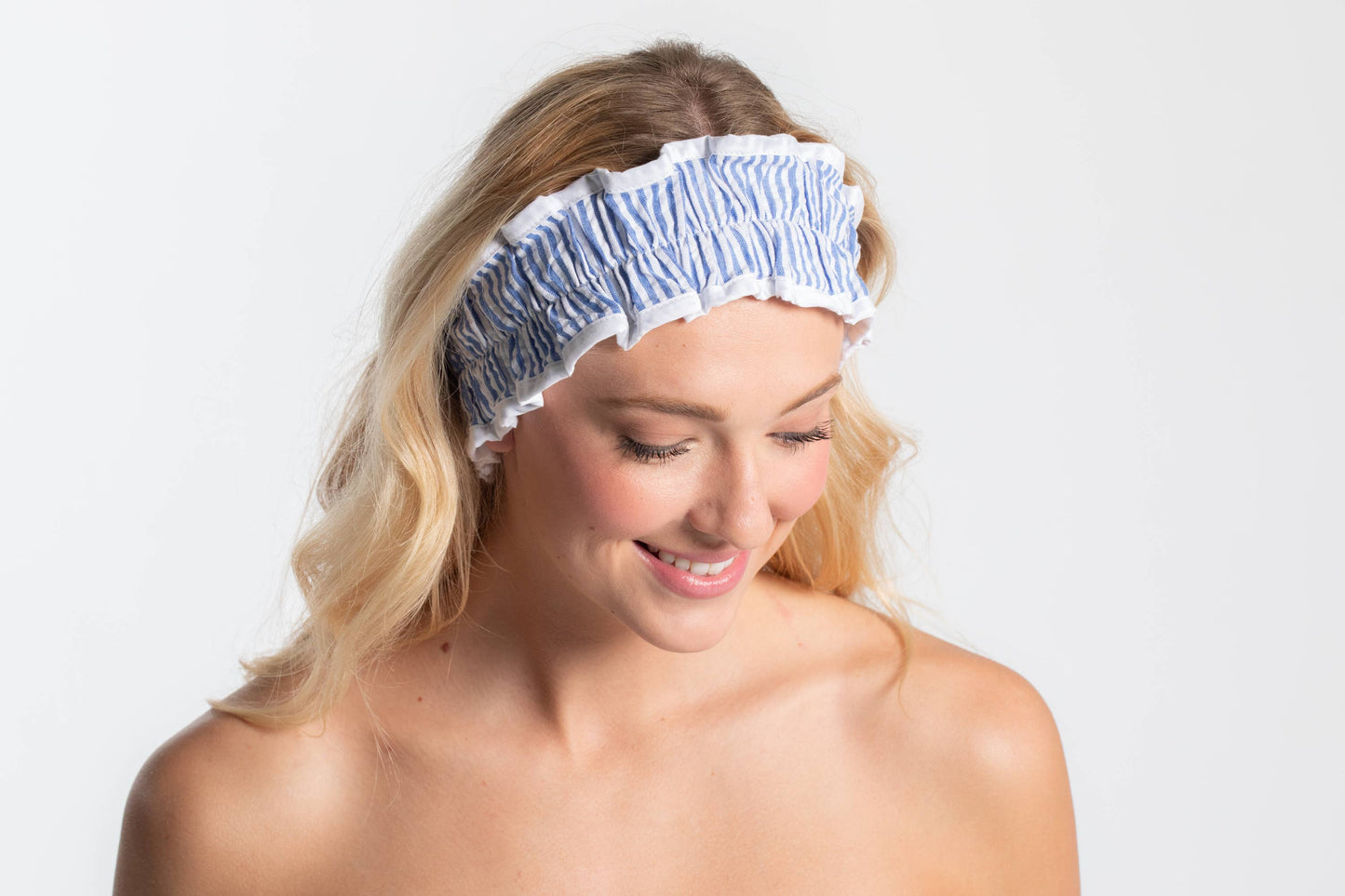 Seersucker Spa Headband - Blue