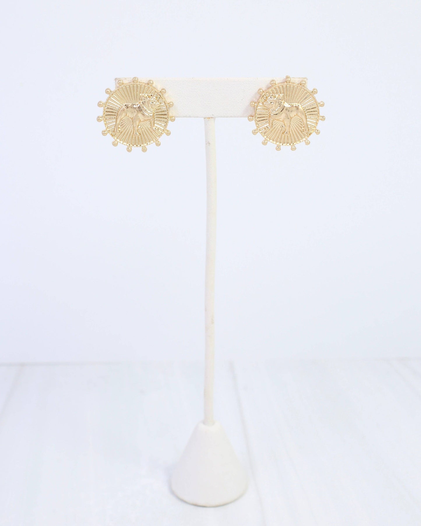 Carmen Coin Earring Standing Dog Worn Gold
