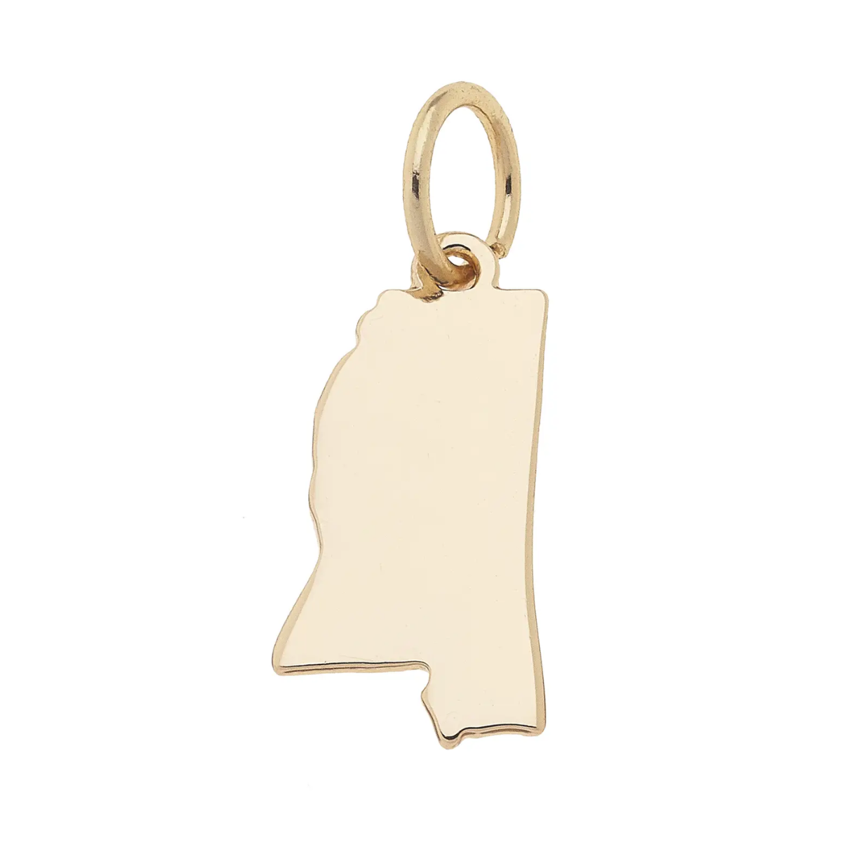 Mississippi Shaped State Charm in Shiny Gold