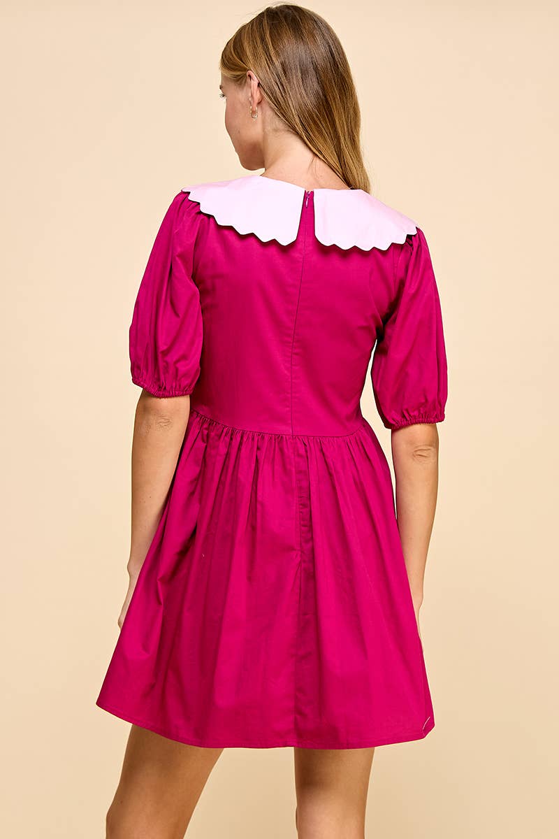 CD04820-Peter Pan Collar Back Zipper Dress