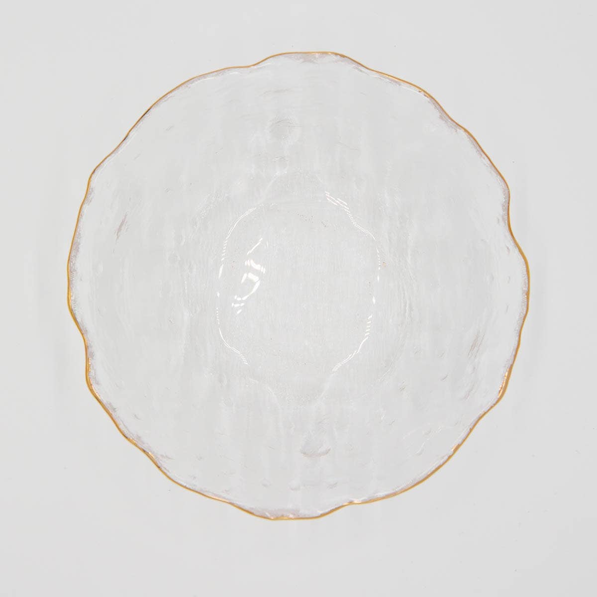 Provence Wavy Glass Serving Bowl with Gold Edge