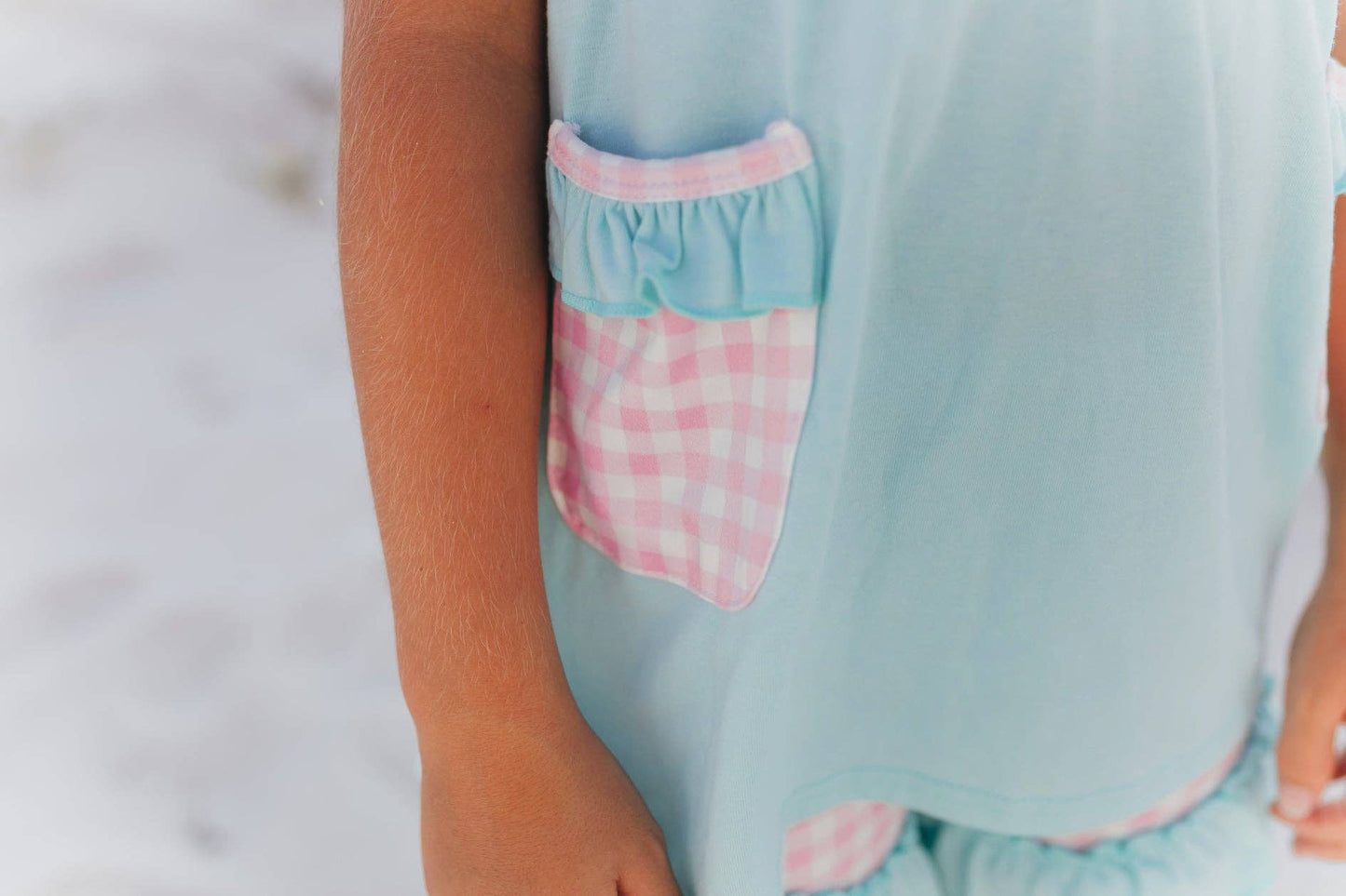 Girls Pastel Ice Cream Gingham Ruffle Spring Summer Short Set