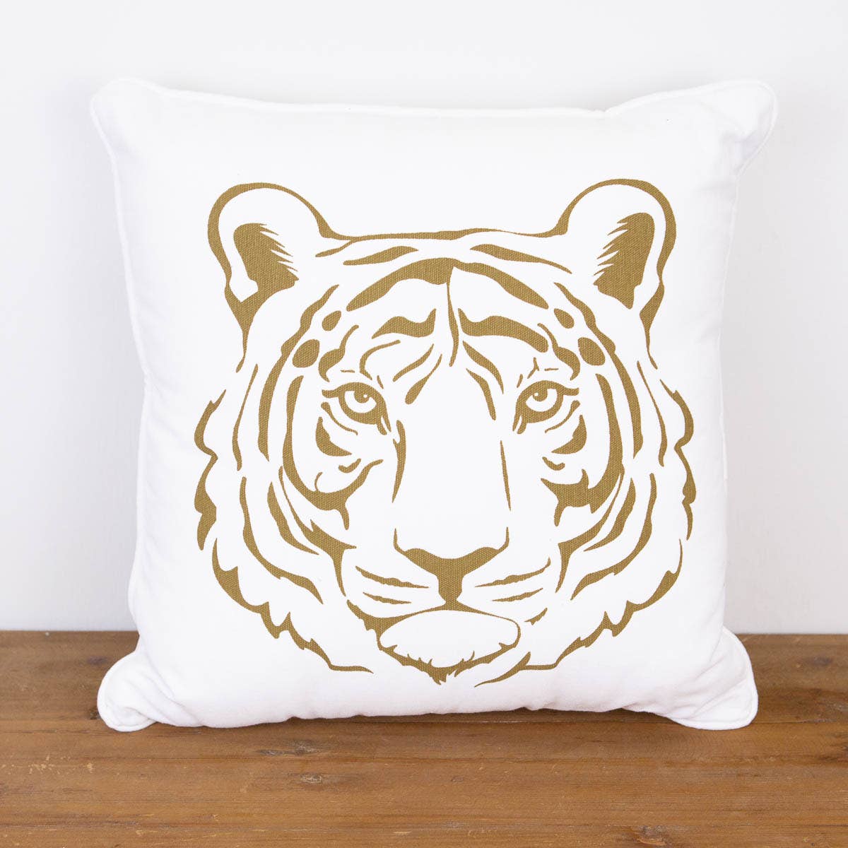 Tiger Pillow Soft White/Gold 16x16