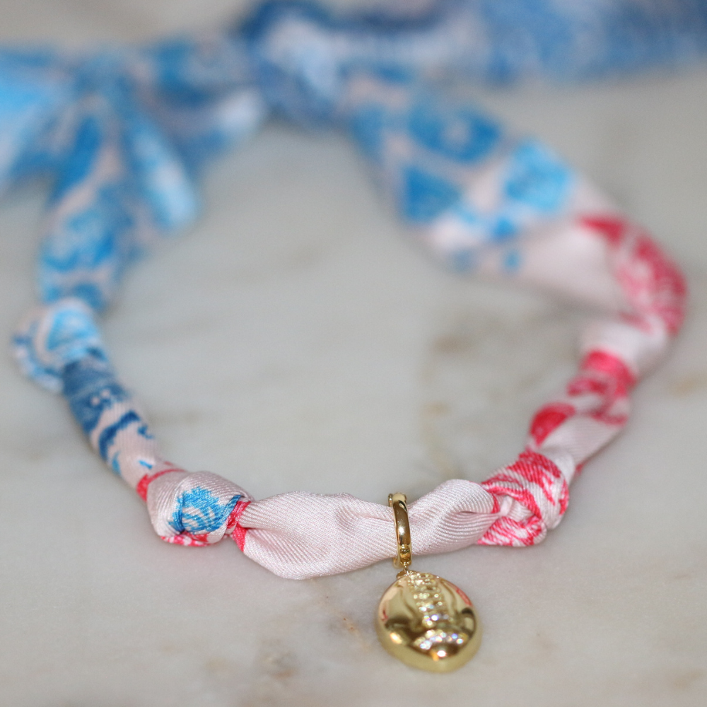 Red & Blue Scarf Necklace ~ football