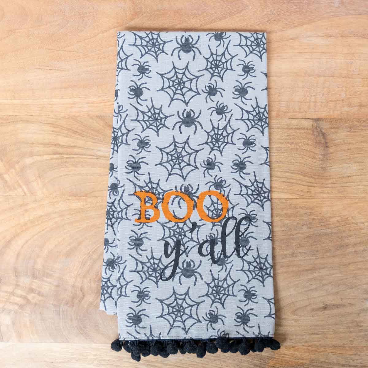 Boo Y'all Hand Towel Gray/Black/Orange