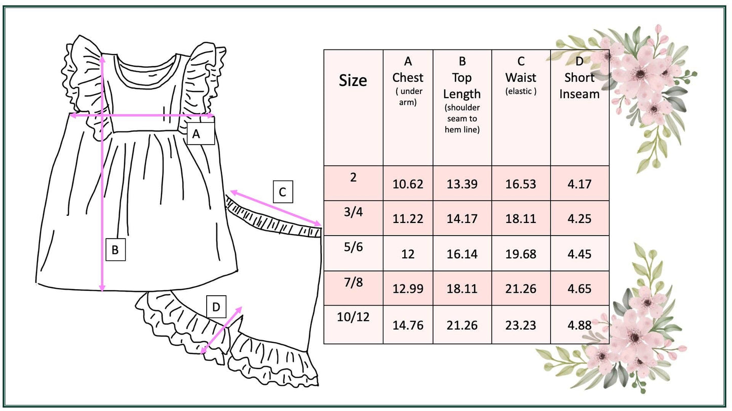 Girls Blush Pastel Floral Ruffle Spring Easter Short Set