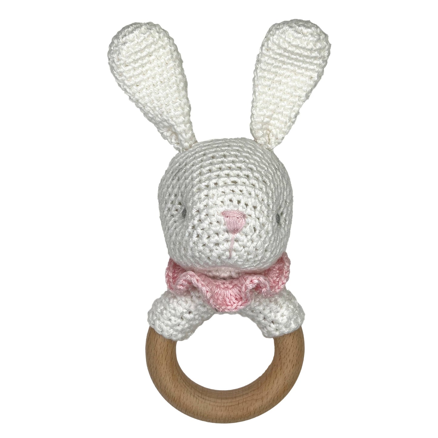Bunny Bamboo Crochet Woodring Rattle - 2 Colors!