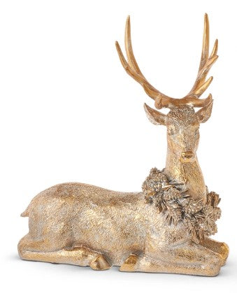 16" Gold Deer with Wreath ( 2 Styles )