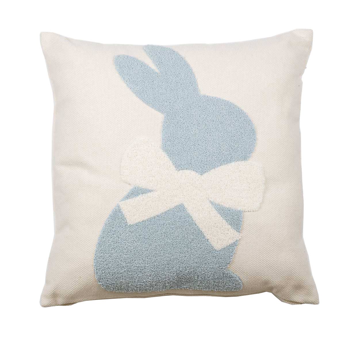 Embroidered Blue Bunny Pillow