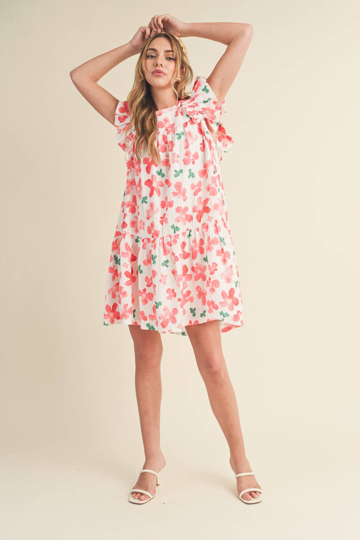 FLUTTER SLEEVE BABYDOLL MINI DRESS