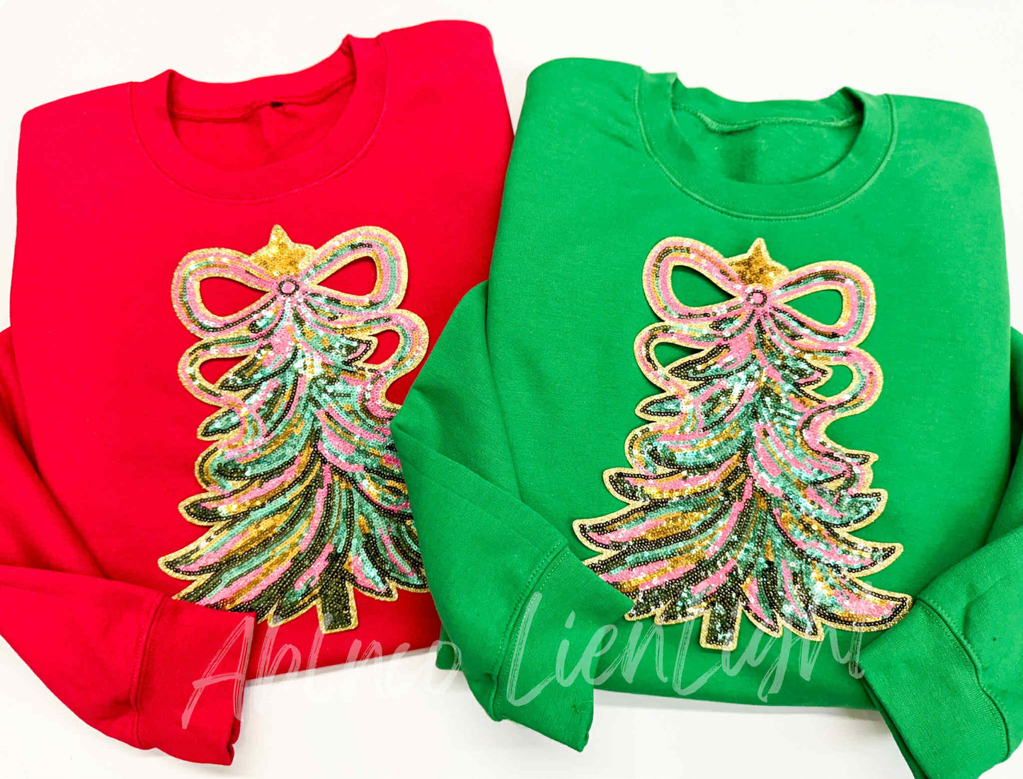 Christmas Tree Sequins Patch Christmas Sweatshirt