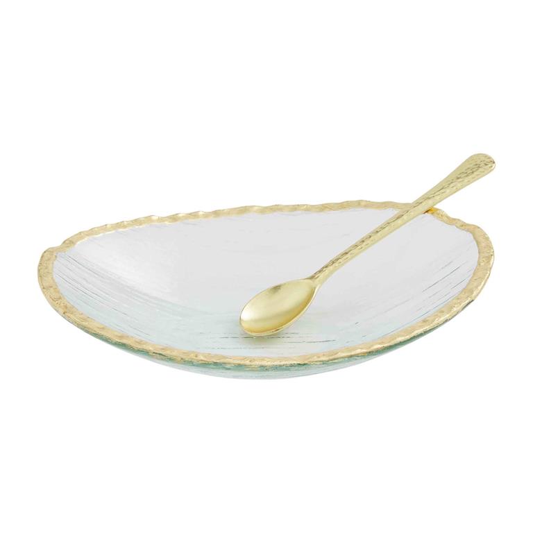 Glass with Gold Dip Bowl Set