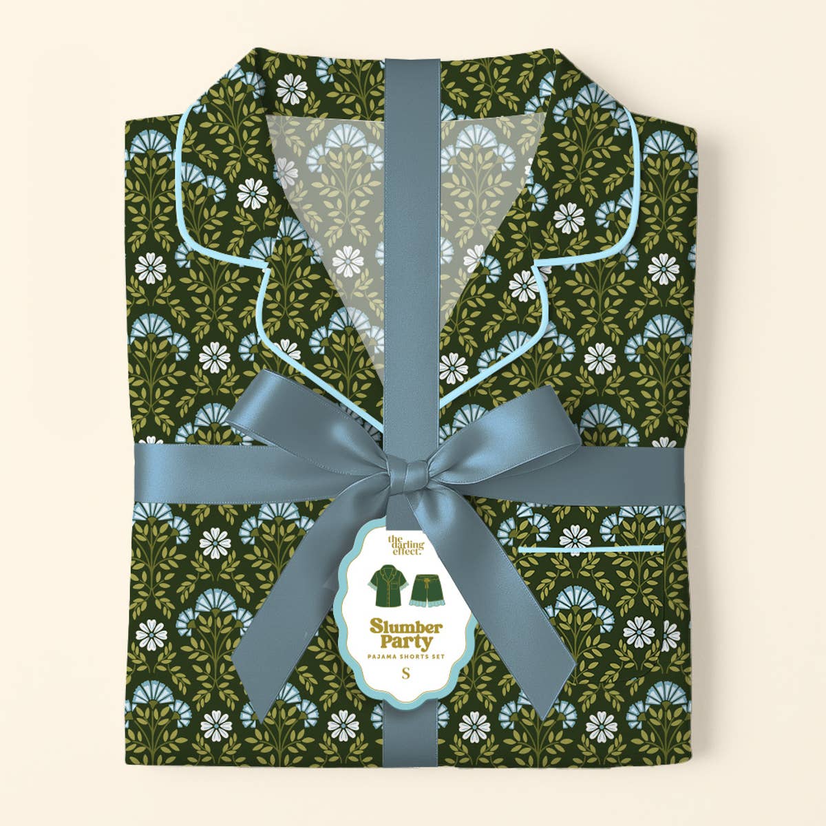 Everbloom Forest Green Pajama Shorts Set