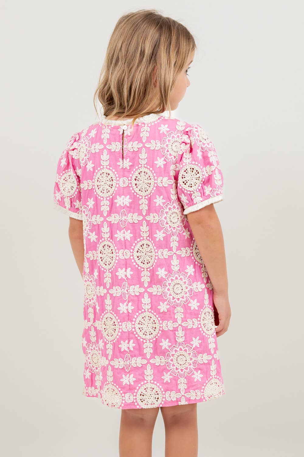 Floral Embroidered Short Sleeve Dress