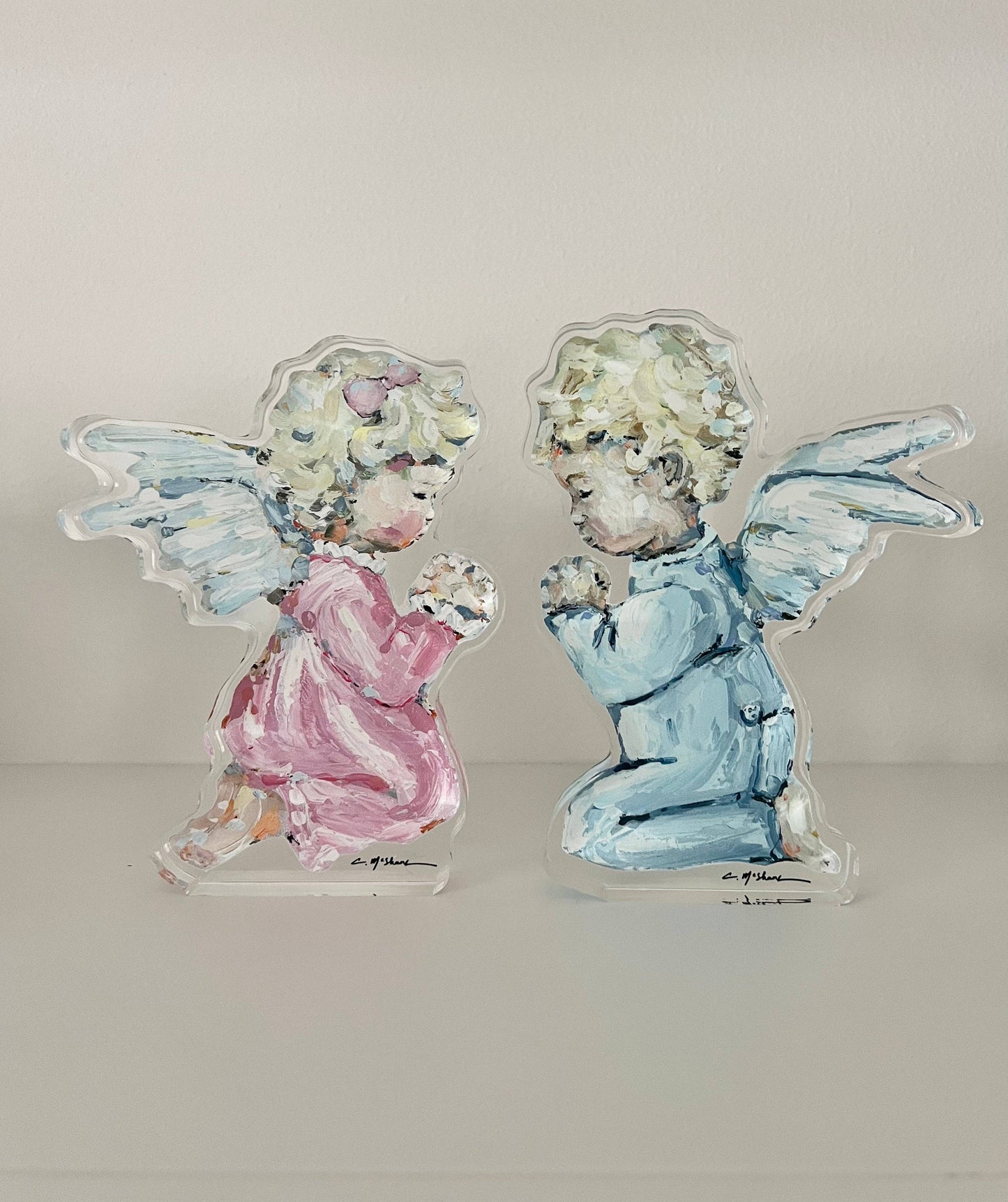 "Tiny Wings I" Pink Acrylic Shelfie