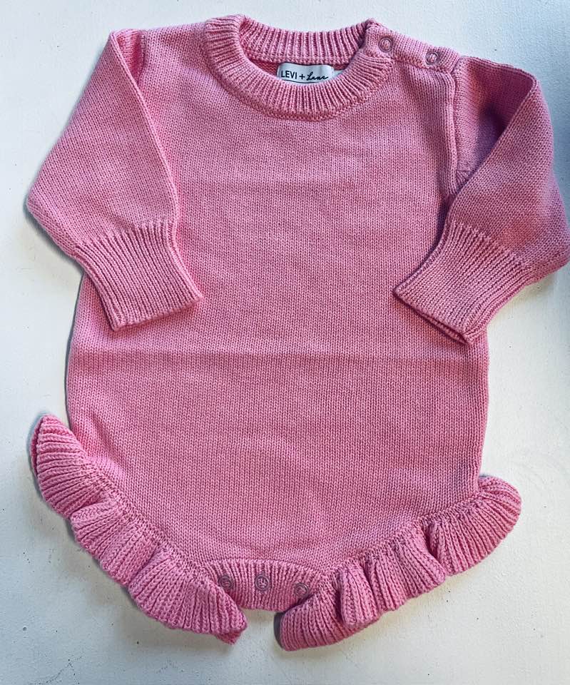 Knit Ruffle Romper - Fairytale Pink