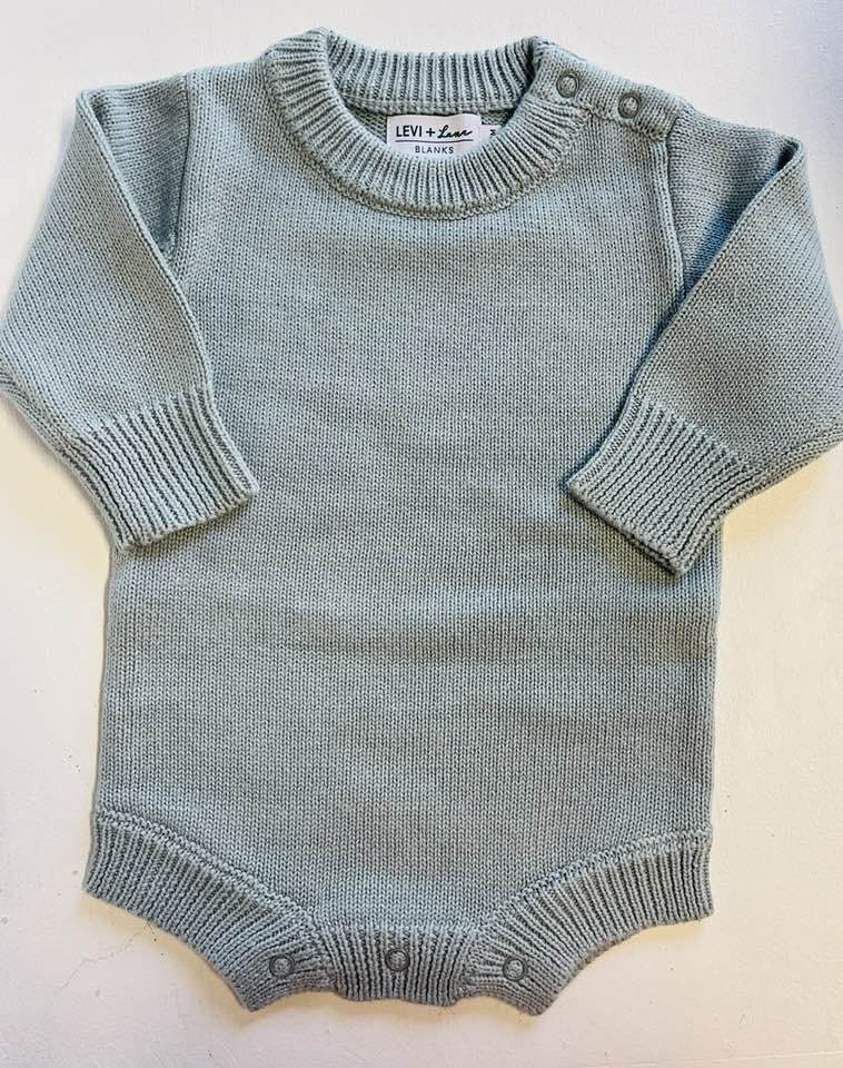 Boys Light Blue Knit Romper