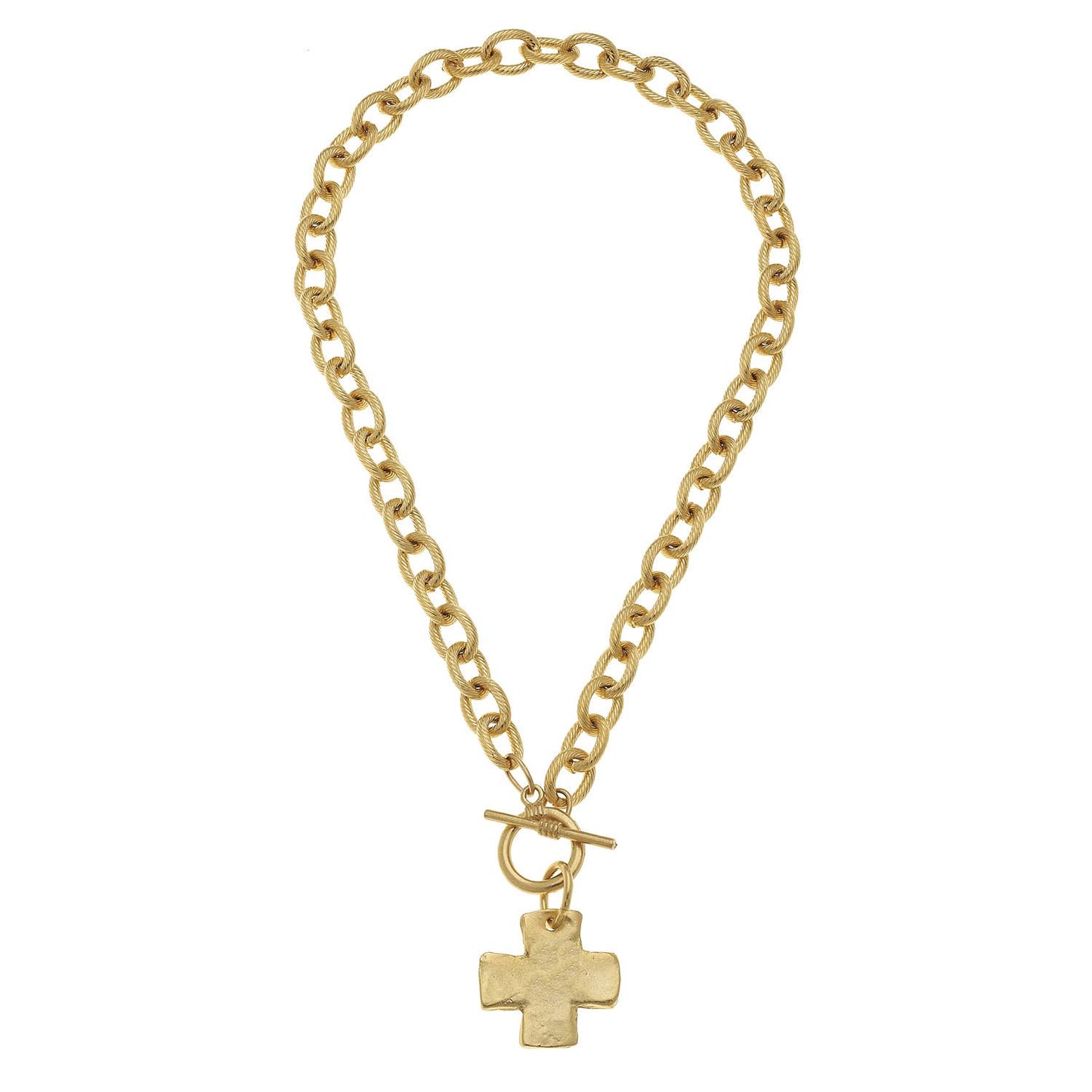 Susan Shaw Gold Cross Front Toggle Necklace