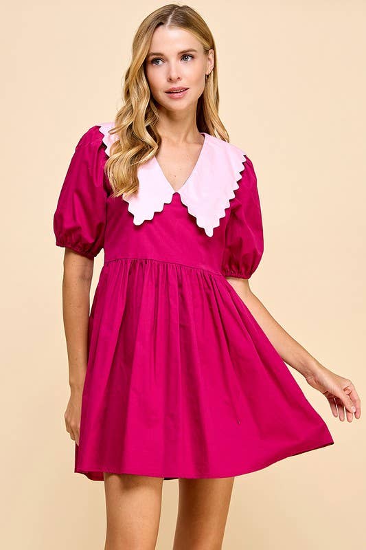 CD04820-Peter Pan Collar Back Zipper Dress