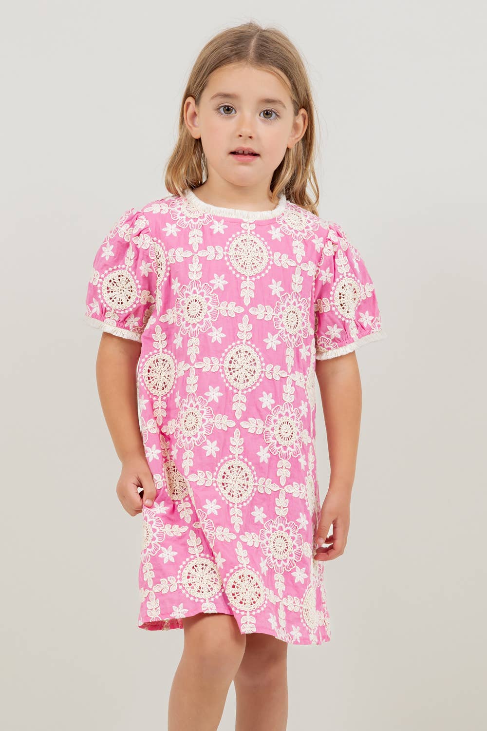 Floral Embroidered Short Sleeve Dress
