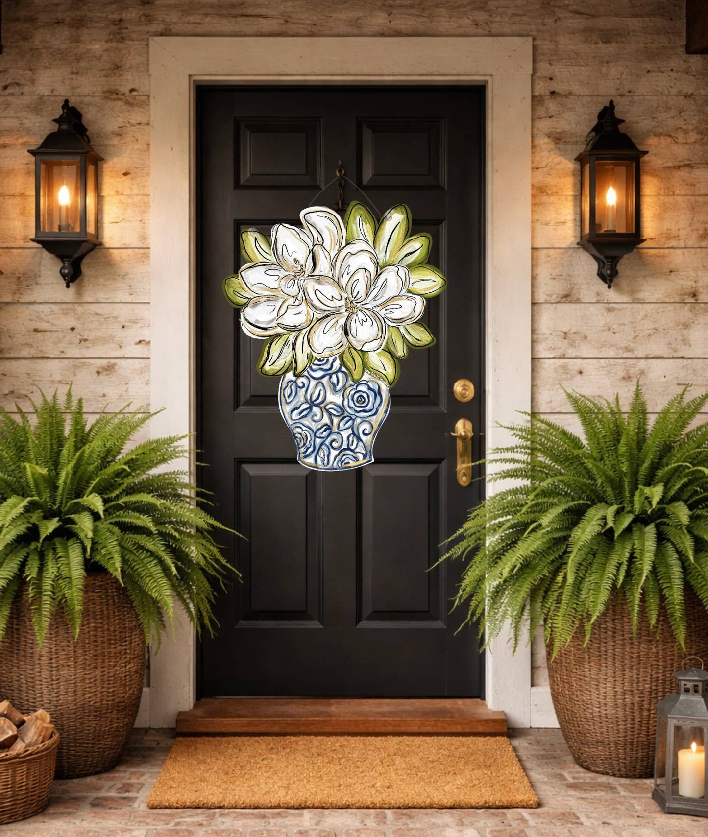 Chinoiserie Magnolia Door Hanger