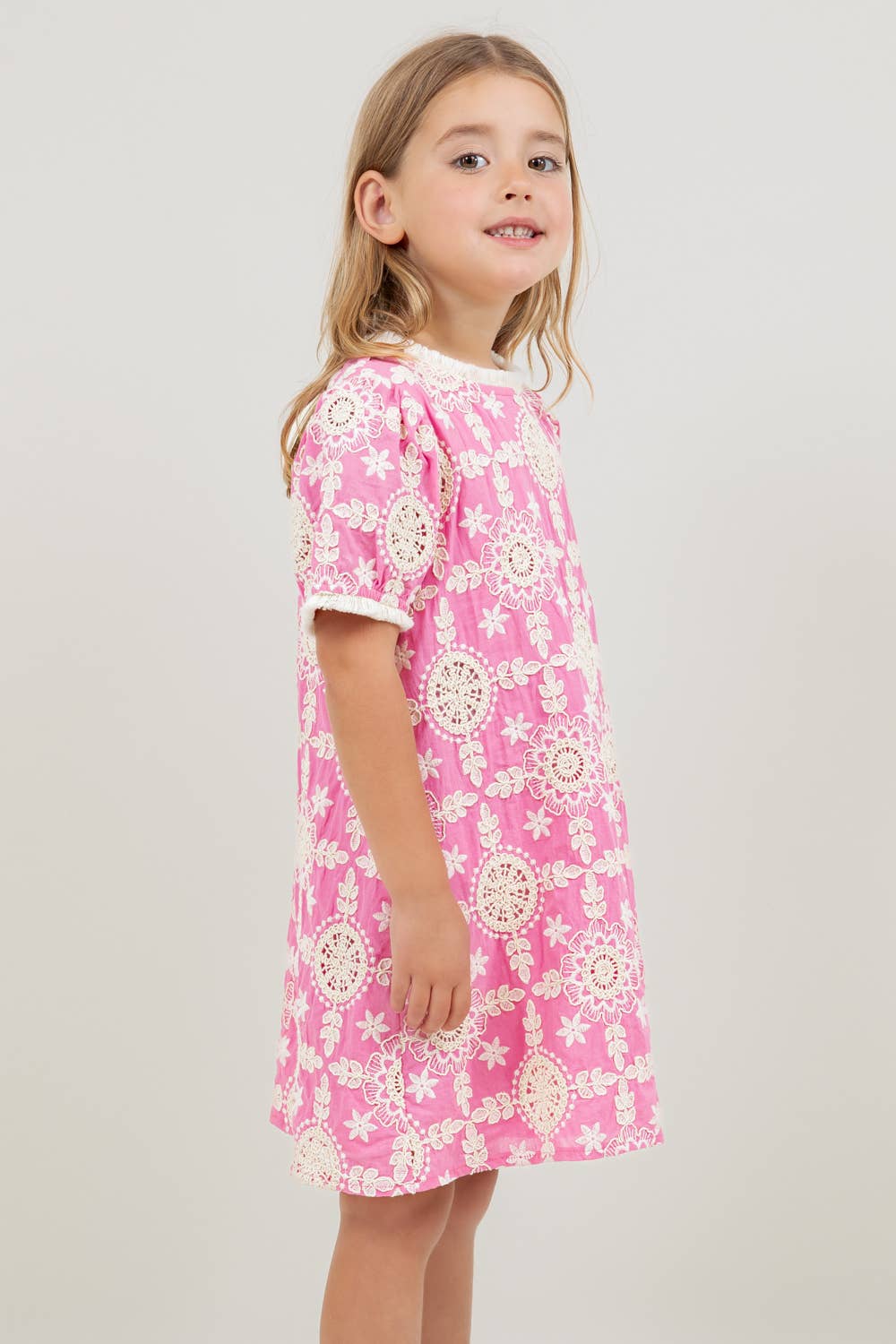 Floral Embroidered Short Sleeve Dress