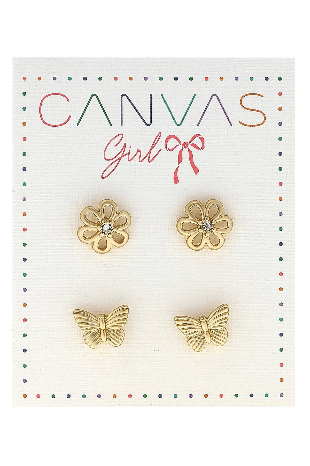 Cleo Open Flower & Butterfly Children's Stud Earrings (2)