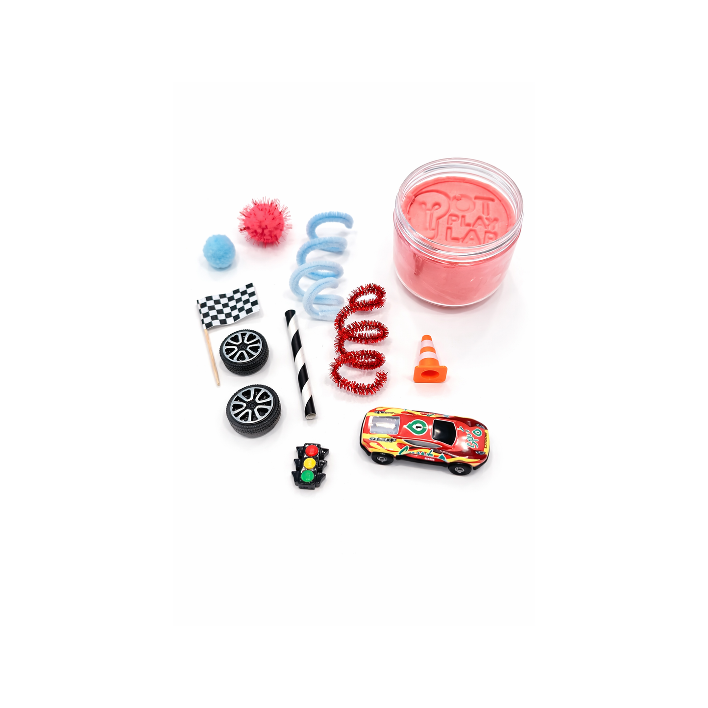 Race Car Sensory Playdough Jar | Fine Motor Toy for Toddlers & Preschoolers