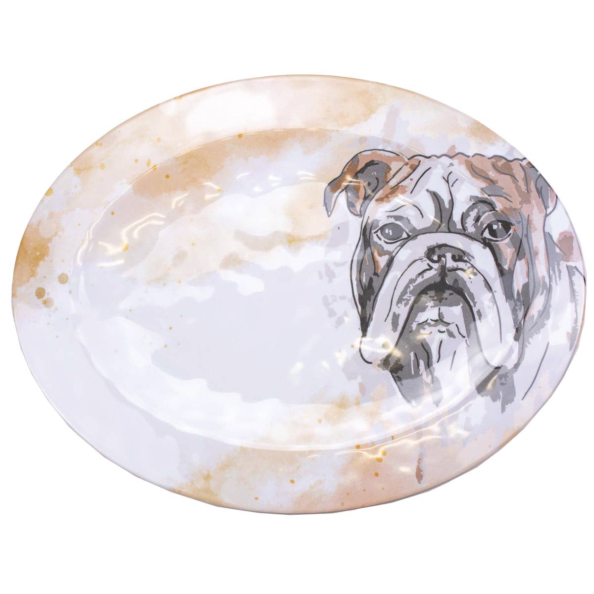 Bulldog Love Melamine Platter White/Multi 18x14