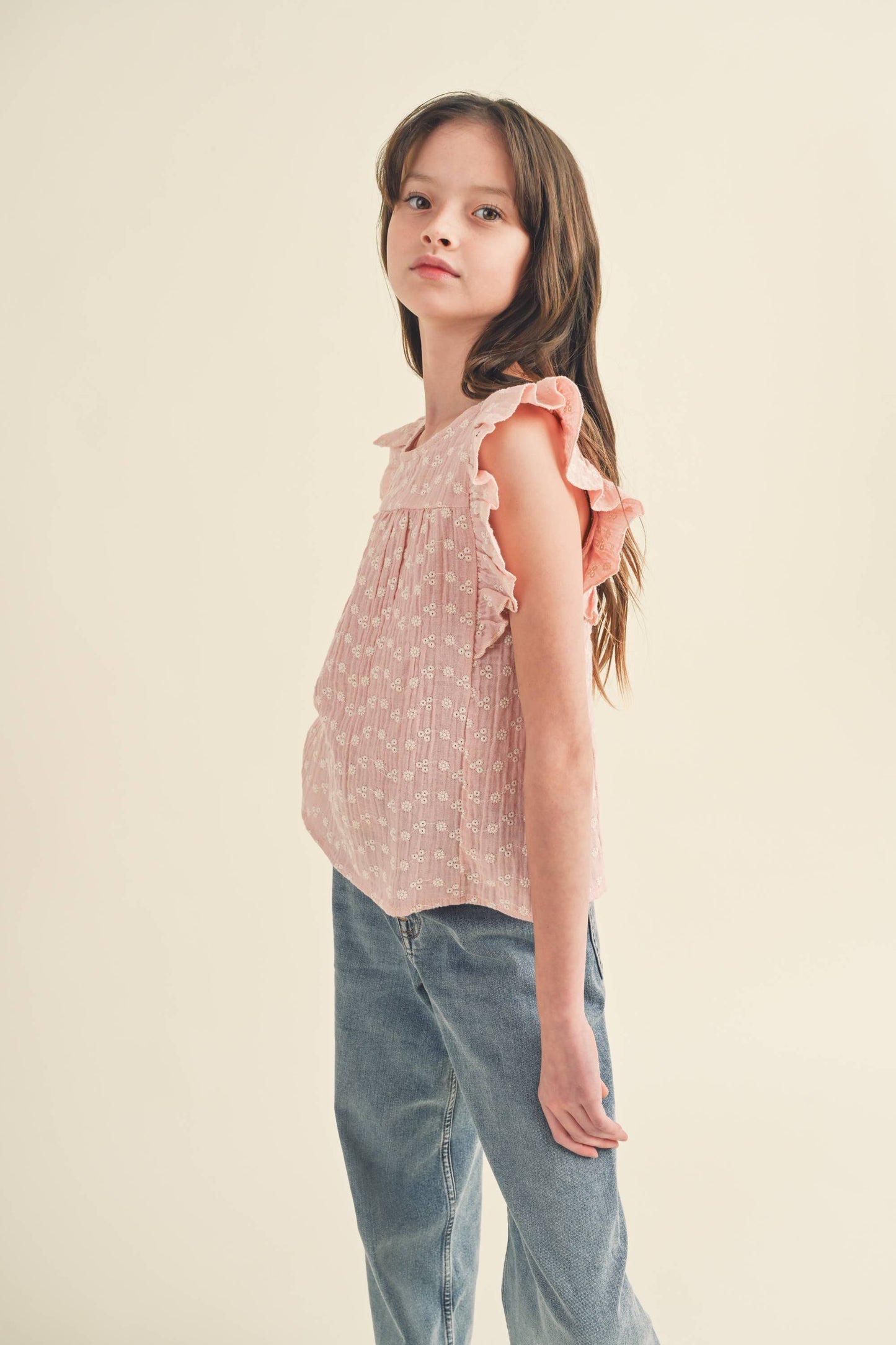 Girls Lace Tie Open Back Top (7-14)