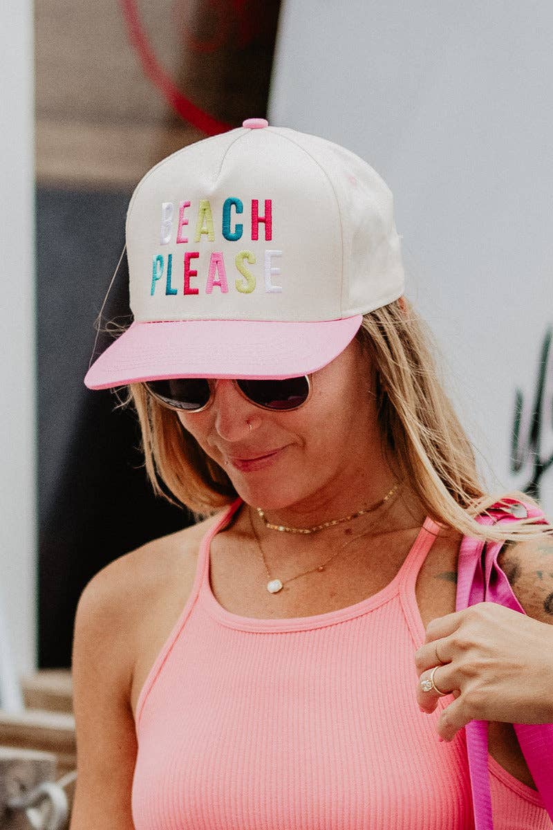 BEACH PLEASE Trucker Hat (Multicolored)