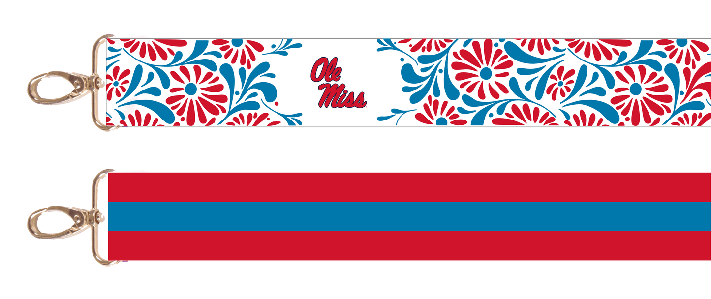 Ole Miss Floral and Stripe Reversible Purse Strap