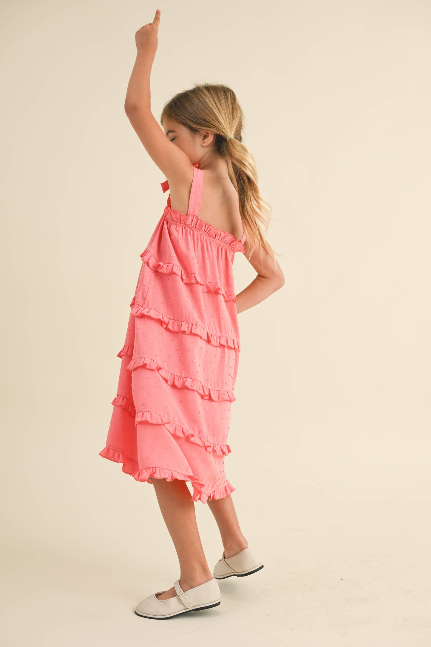 Little Girls Woven Tiered Midi Dress (4-6X)