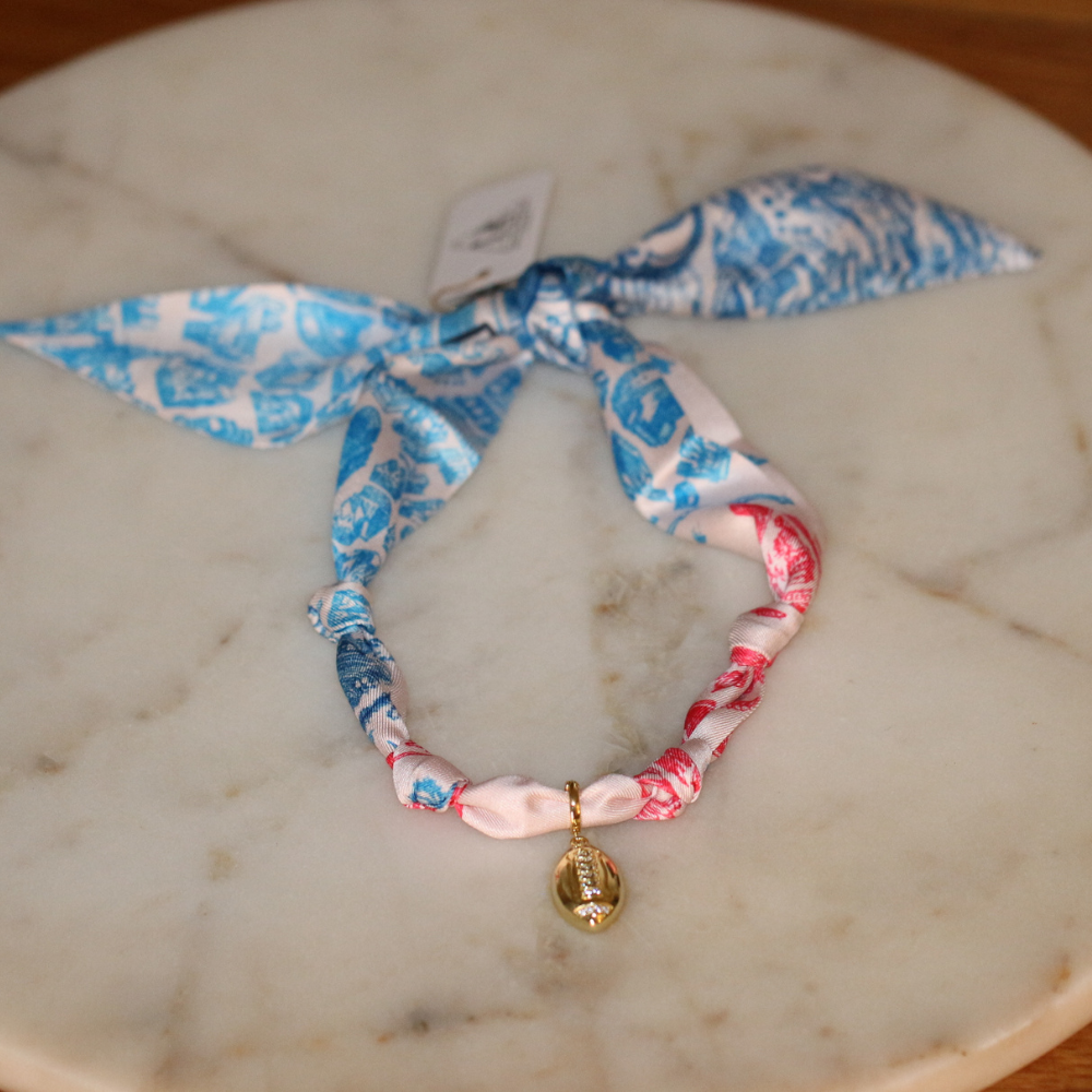 Red & Blue Scarf Necklace ~ football
