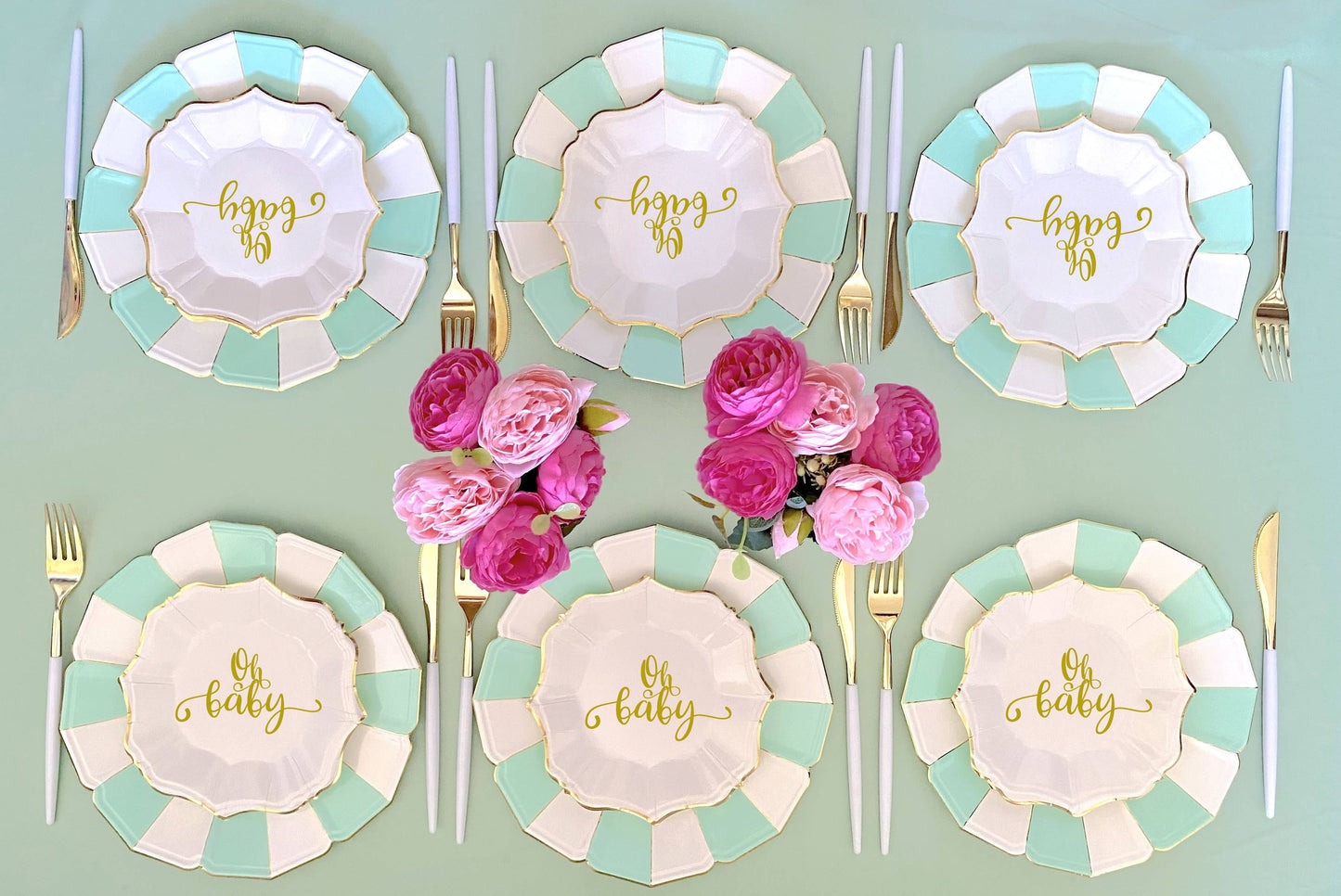 8 Oh Baby White Dessert Plates