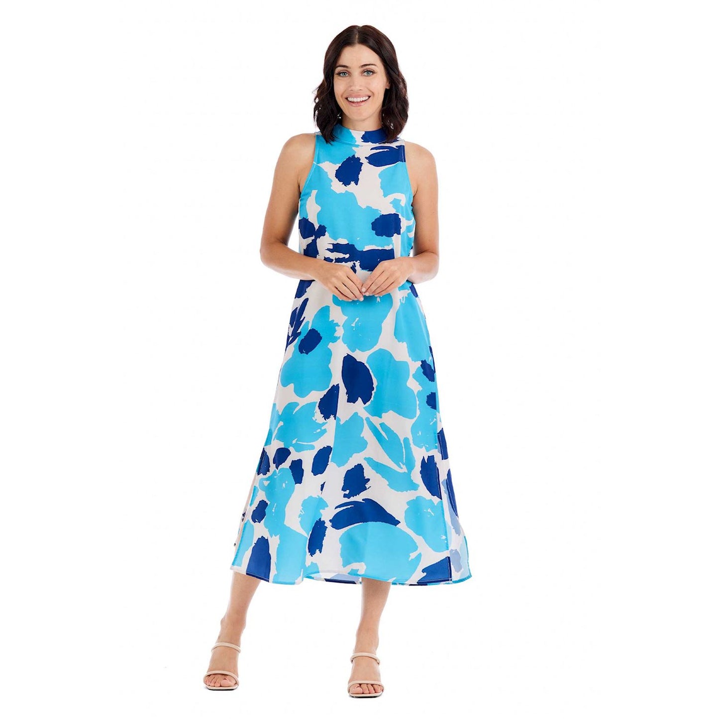 Blue Annie Mock-Neck Dress