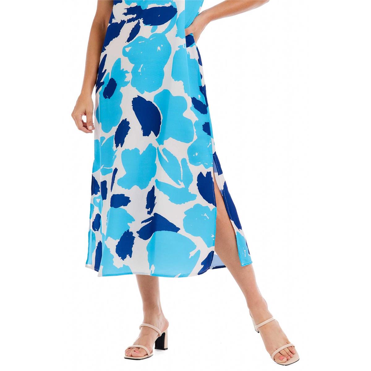 Blue Annie Mock-Neck Dress