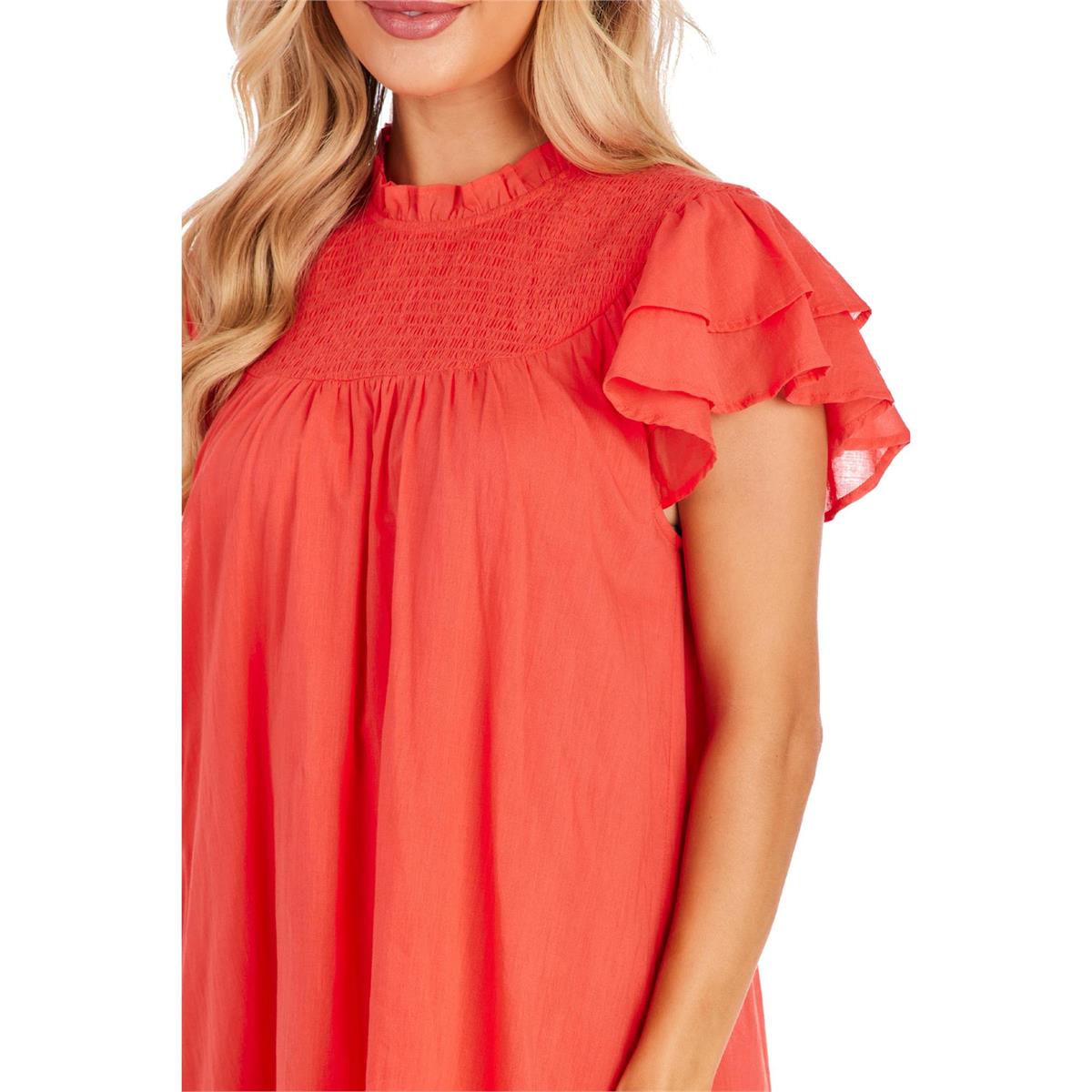 Coral Bowers Smocked Dress