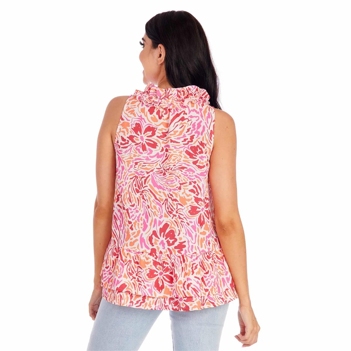 Pink Floral Jeanette Flounce Top