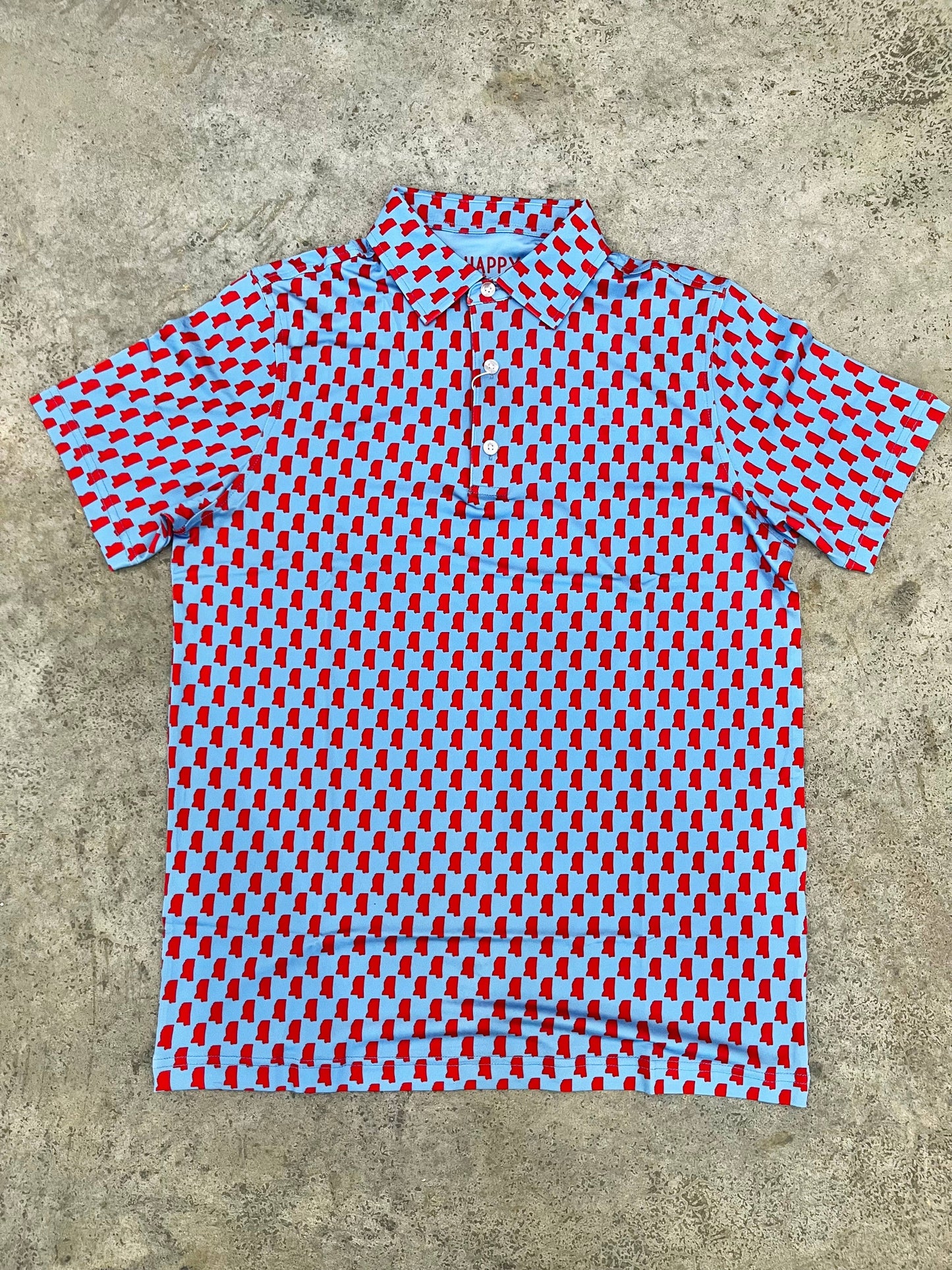 Oxford MS Baby Blue and Red Performance Polo