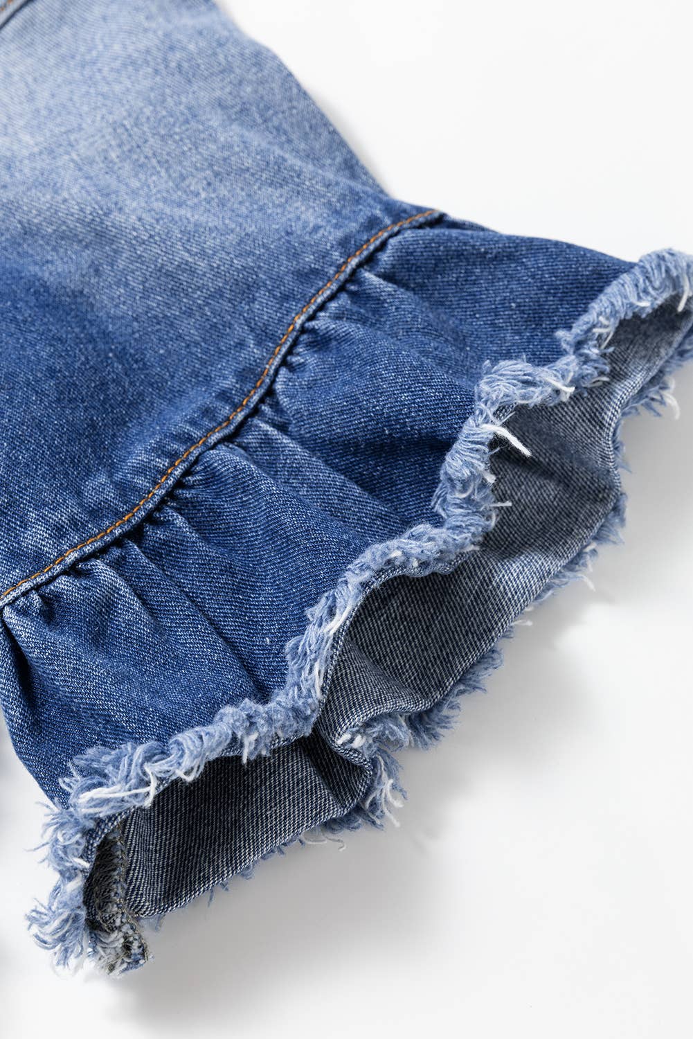 Raw Edge Ruffled Short Sleeve Denim Jacket | S-XL