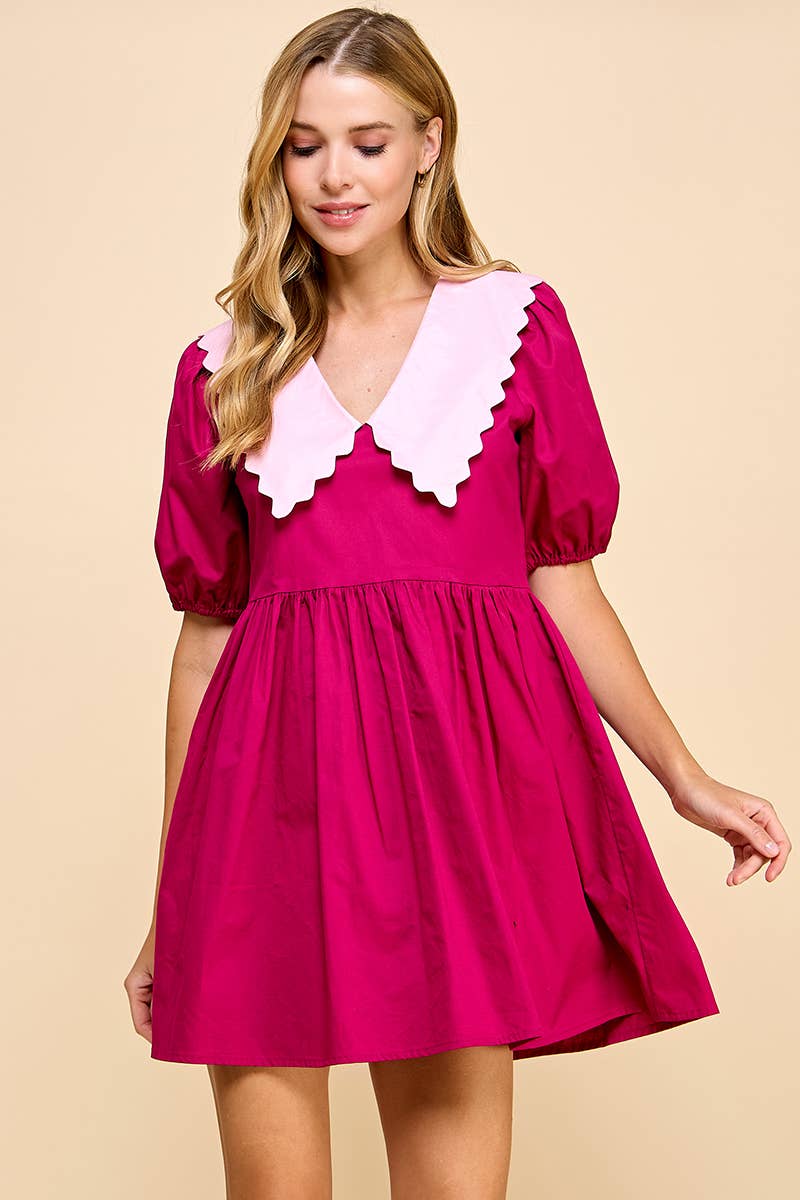 CD04820-Peter Pan Collar Back Zipper Dress