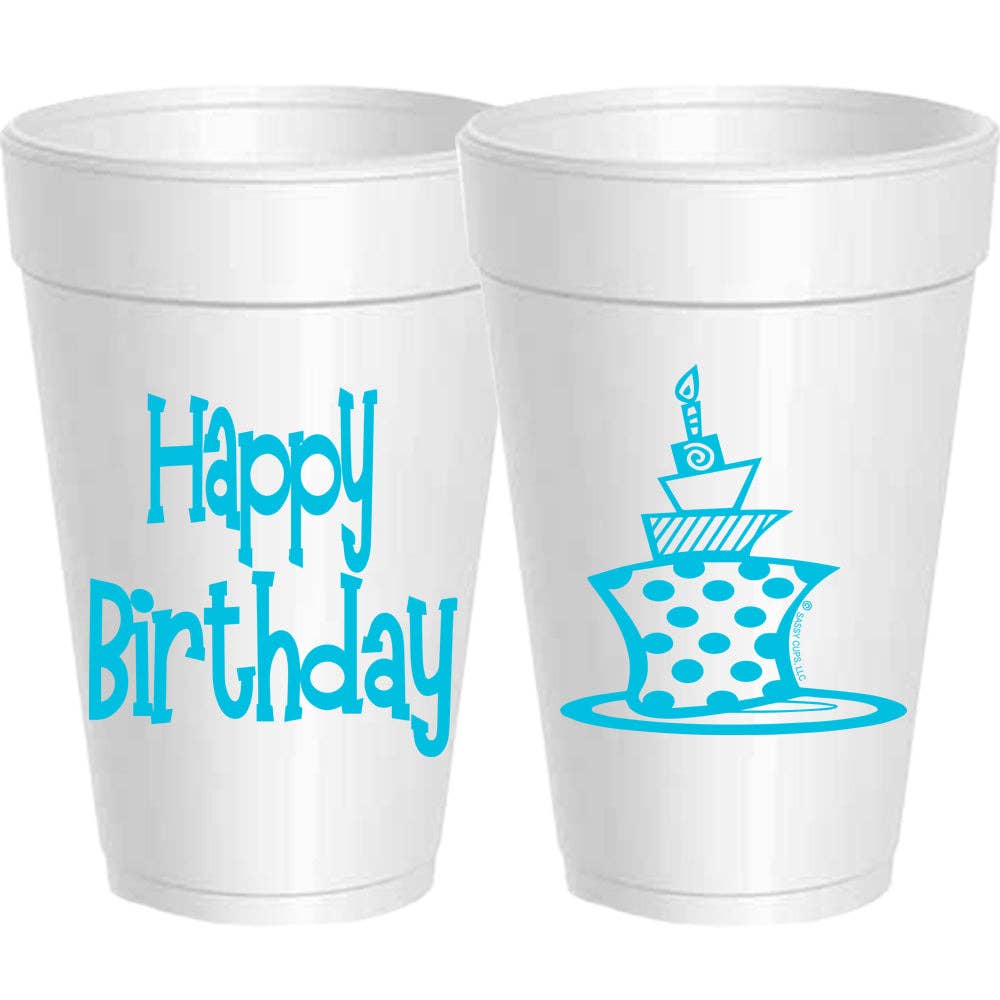 Happy Birthday Funky Cake 16oz Styro Cups - 10 pack