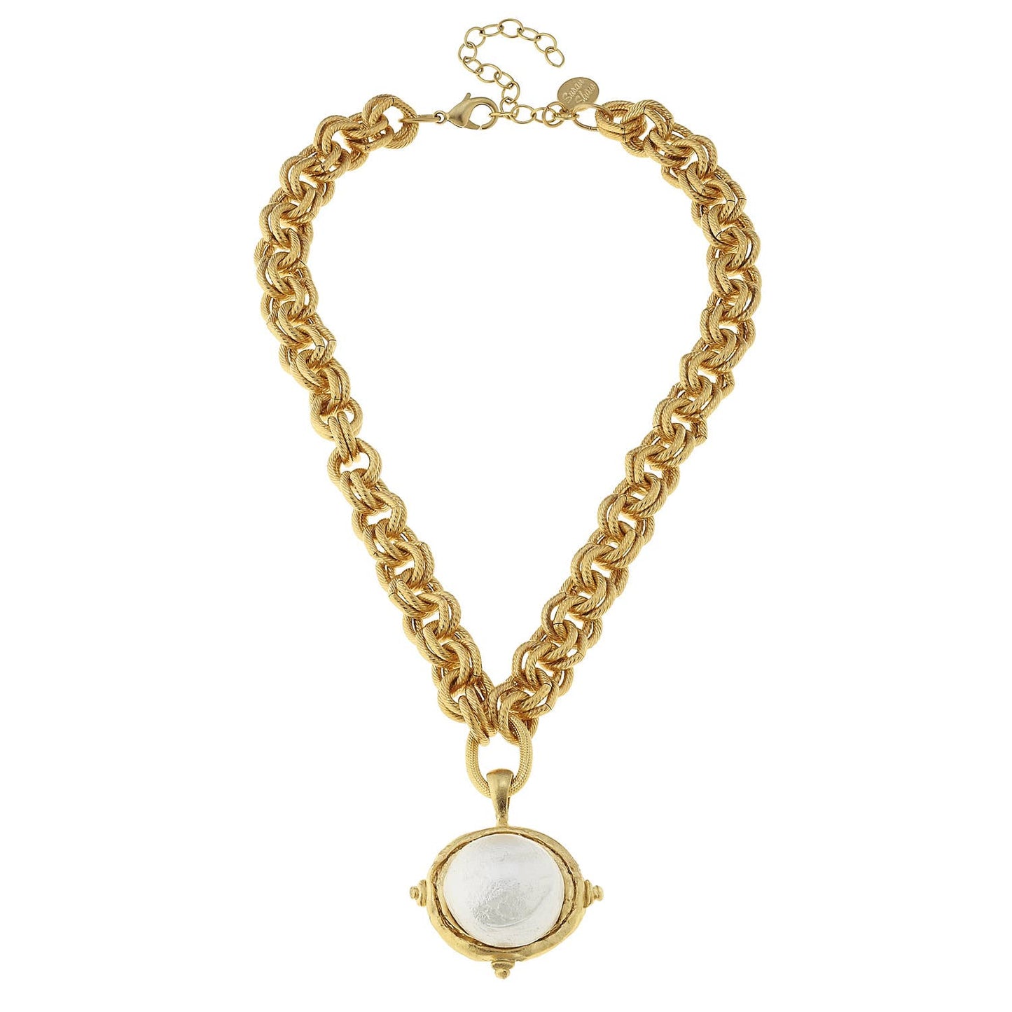 Susan Shaw Gold Chain Necklace with Cotton Pearl.