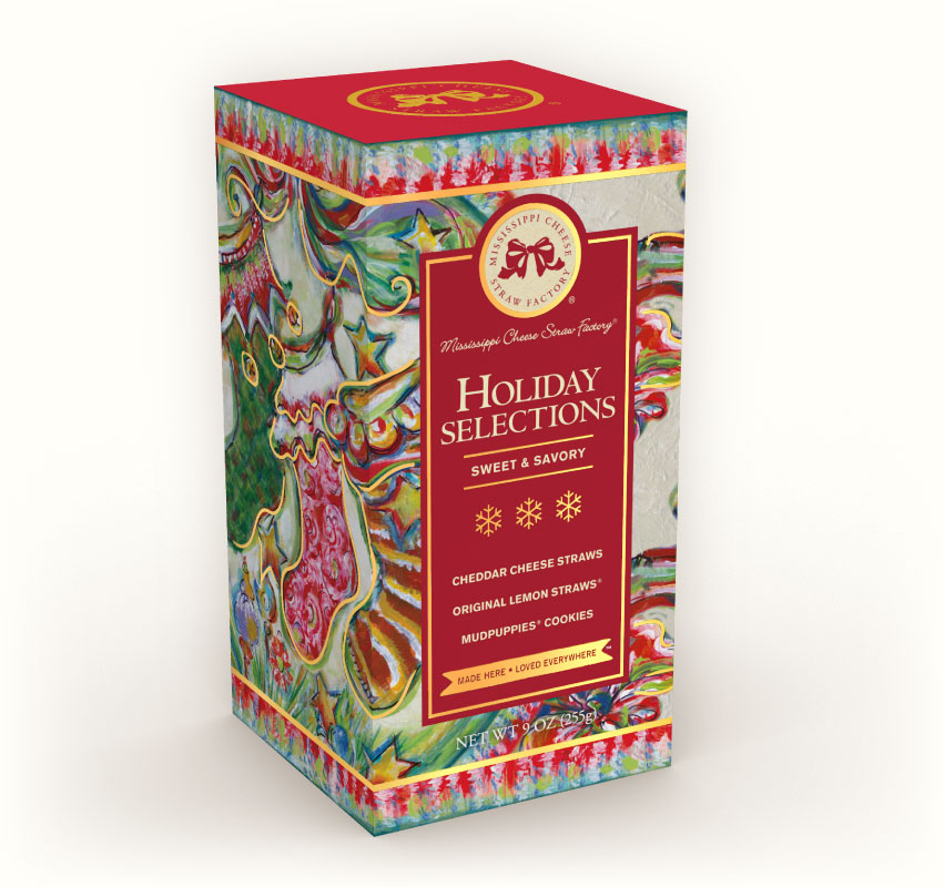 Mississippi Cheese Straw Factory Joyous Holiday Tower Carton