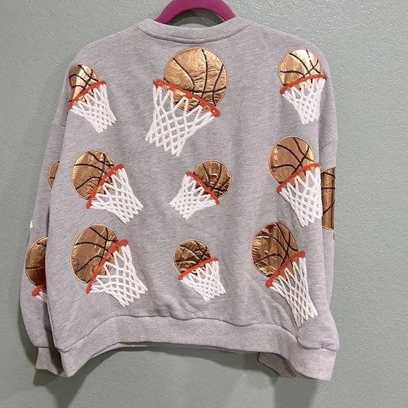 Gray Basketball Sweatshirt Queen of Sparkles