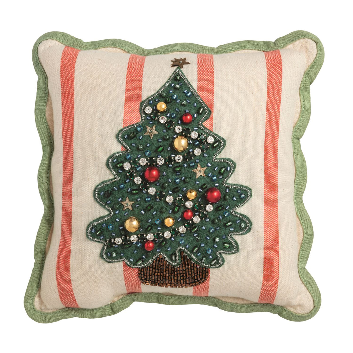Mini Christmas Tree Beaded Pillow